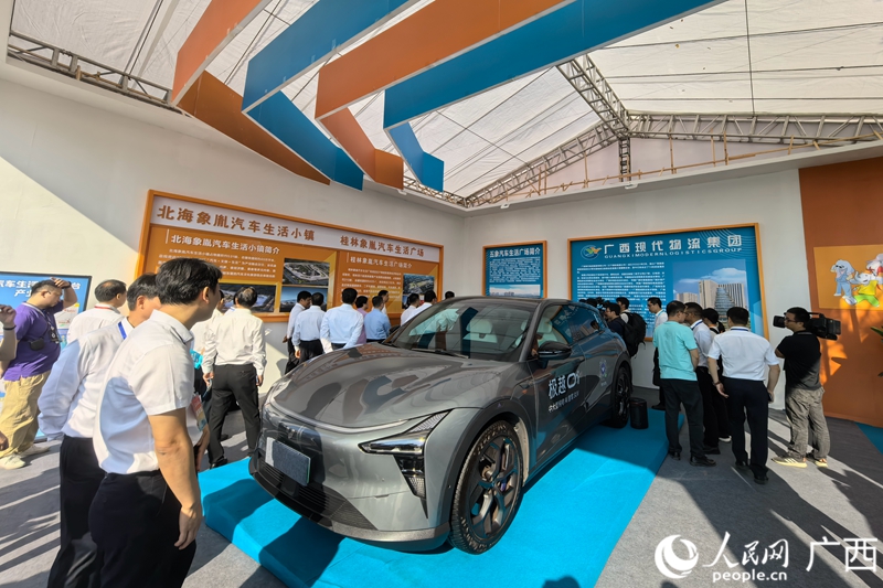 在廣西現代物流集團展區，嘉賓了解汽車生活服務平臺建設情況。人民網記者 覃心攝